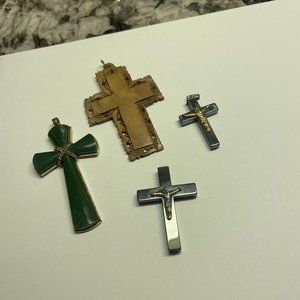 Lot Of 4 Vintage - Modern Jewelry Pendant / Charms - Crosses